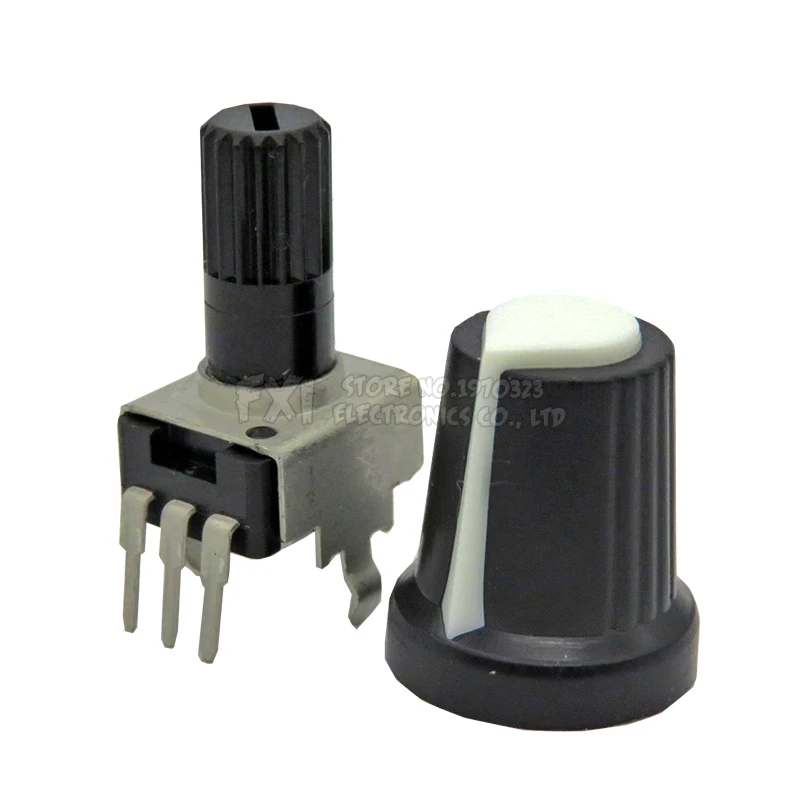 5Set = 10 pezzi RV09 verticale 1K ~ 500K Ohm resistenza regolabile 3pin potenziometro di tenuta per Arduino con manopola tappo bianco (5 pezzi 5