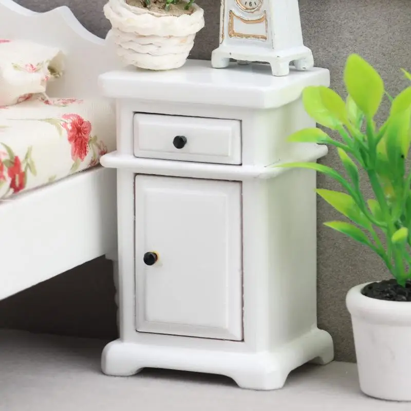 1:12 Dollhouse Miniature Bedroom Bedside Table Furniture Home Model Decor Toy Doll House Accessories