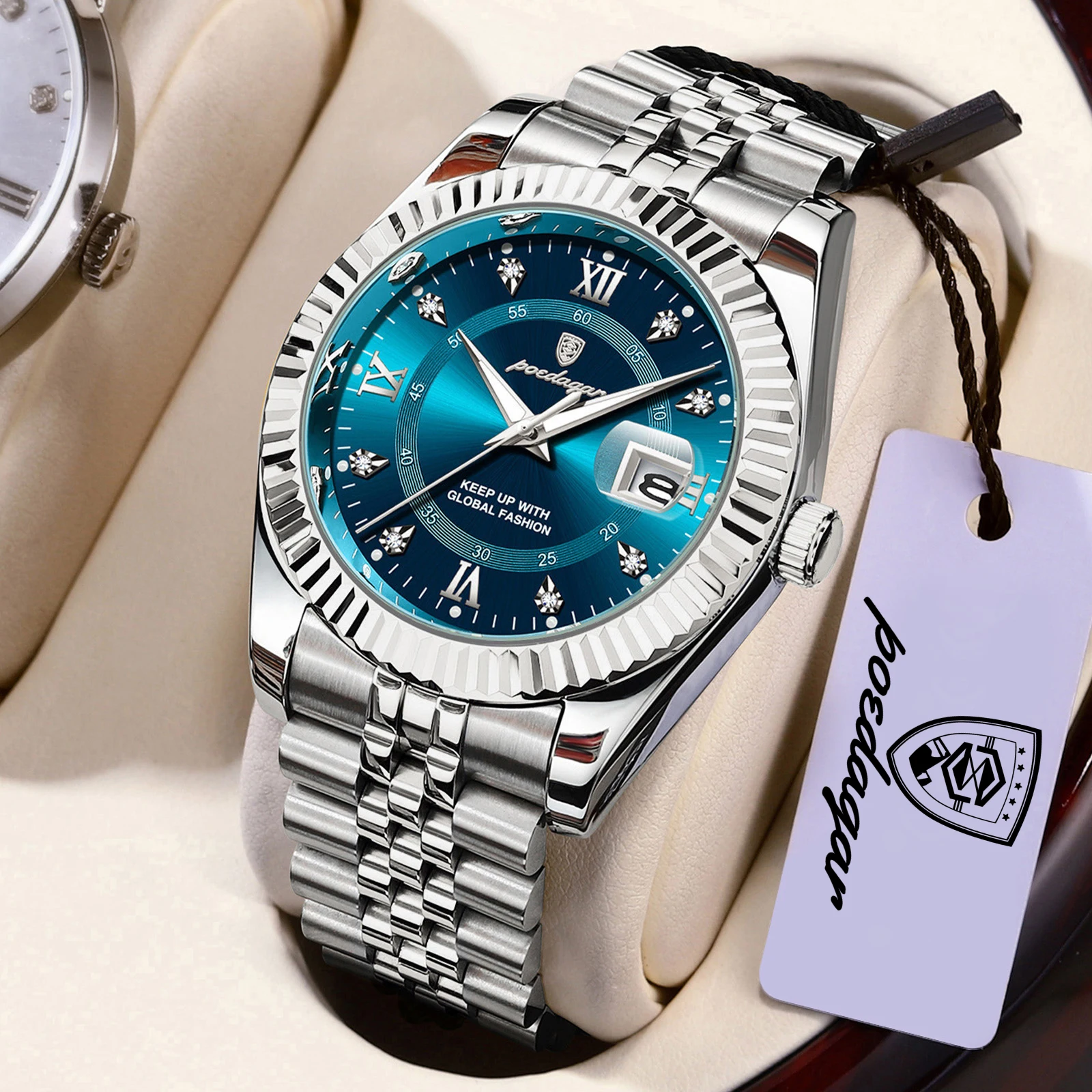POEDAGAR Casual Men's Watches Luminous Waterproof Stainless Steel Man Clock Date Quartz Fashion Men Wristwatch Male Reloj Hombre