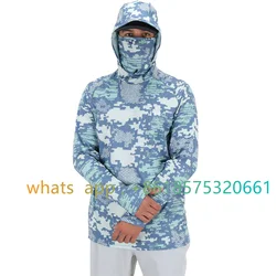Aftco Upf 50+ Mens Long Sleeve Performance Fishing Hiking Shirt With Mask Uv Neck Gaiter Hoodie Breathable Moisture 2023
