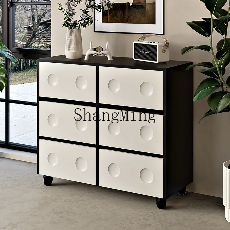

CL Pebble Chest of Drawers Solid Wood Light Luxury High-End Feel Living Room Cabinet Bedroom Bedside Storage Cabinet