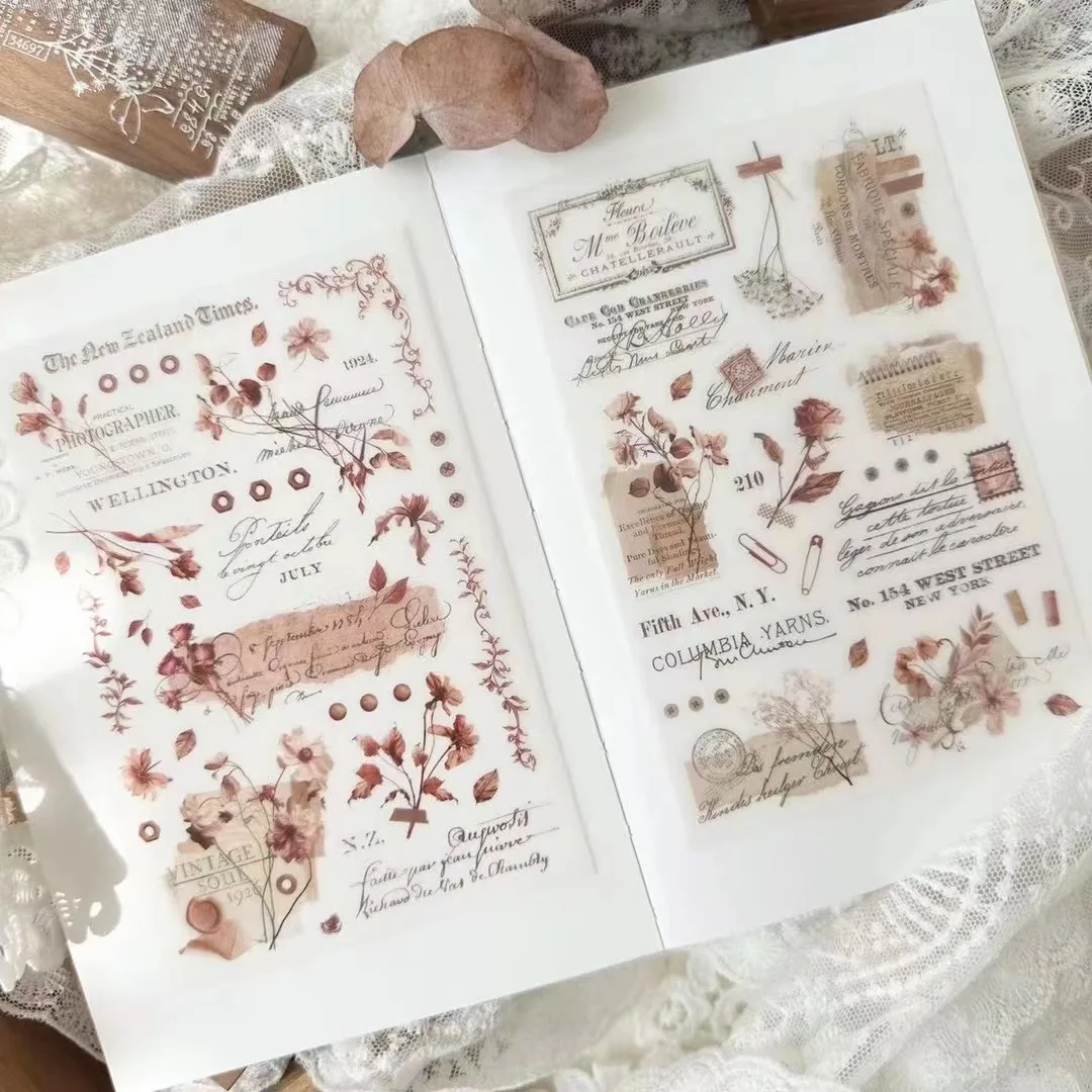 Journal Pages Vintage  Travel Around The World Coffee Transfer Sticker for Card Making DIY Scrapbooking Decorative Sticker Sheet