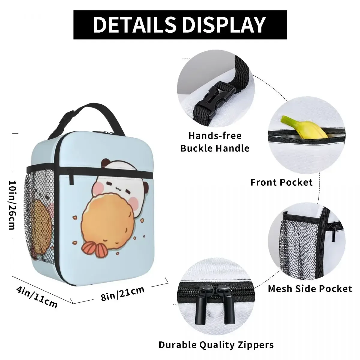 Panda And Brownie Bear Couple Thermal Insulated Lunch Bag for Work Mochi Cat