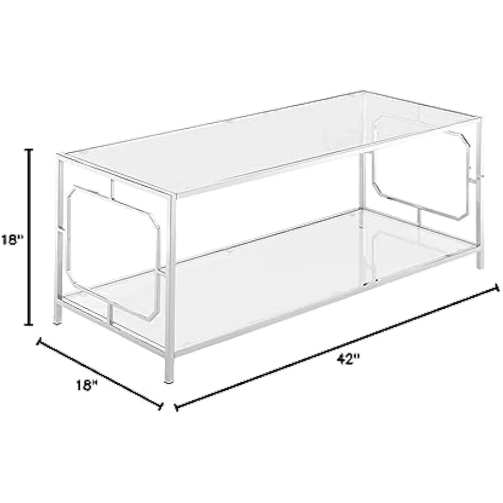 Meja Kopi Omega, Bingkai Kaca Bening/Krom