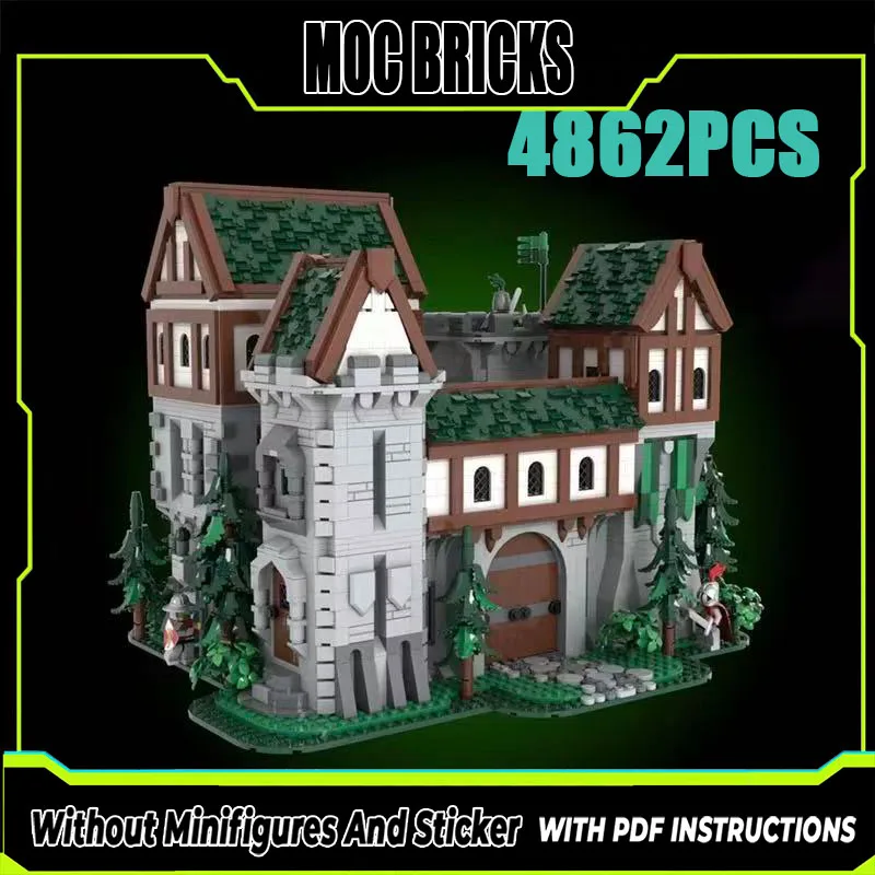 MOC building blocks, medieval architectural models, knight castle, bricks toys