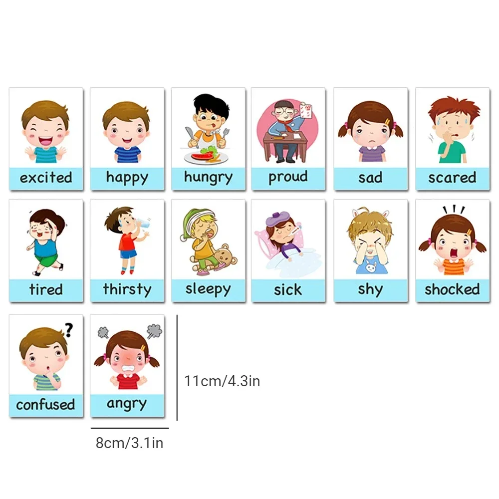 Montessori Emozione Meteo Flash Card Giocattolo per l'apprendimento dell'inglese per neonati Bambini Educativi Cartoon Sussidio didattico per bambini