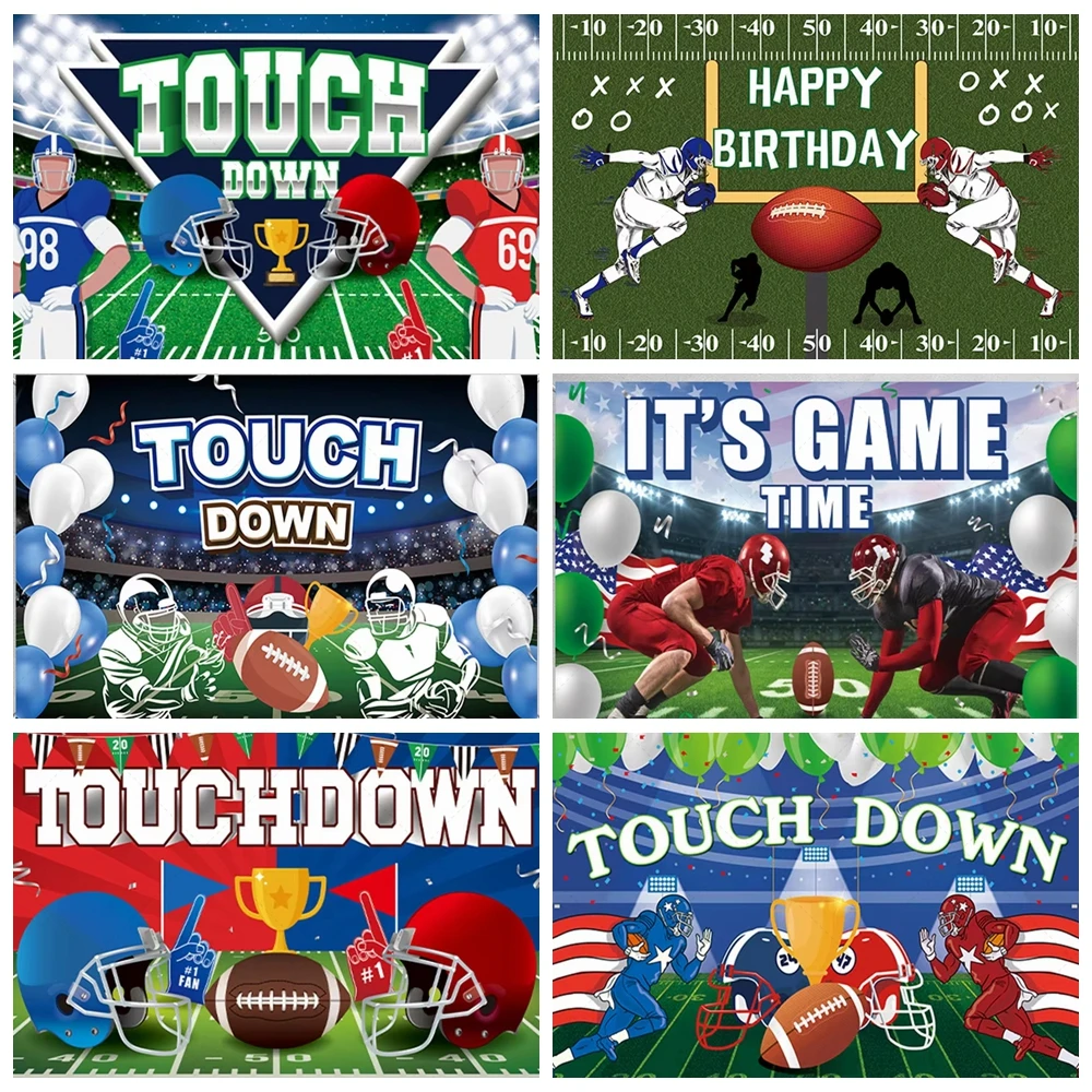 

Rugby Athlete Birthday Party Decor Photography Backdrop Super Bowl American Football Field Sport Stadium Photo Custom Background