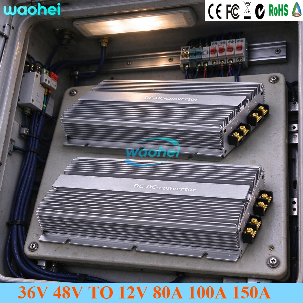 Step Down 30-60V 36V48V To 12V 150A 100A 80A DC-DC Power Converter 36V48V-12V Voltage Reducer Module Car Truck Boat Power Supply