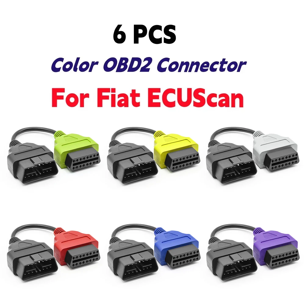 

6 шт. для адаптера Fiat ECUScan MultiECUScan, цветной разъем OBD OBD2, ABS, подушка безопасности obd2, диагностический кабель сканера для Fiat ECUScan