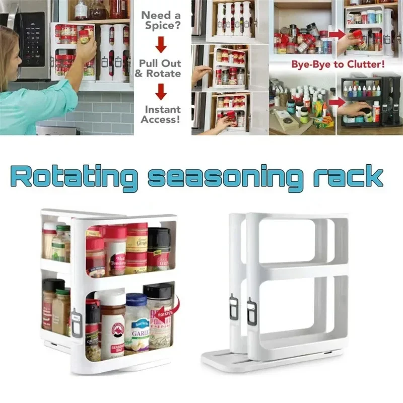 

Pull-out Rotating Rack Spice Rack Seasoning Bottle Cosmetic Storage Rack Multi-Tier Non-Skid Shelf Kitchen Accessories Organizer