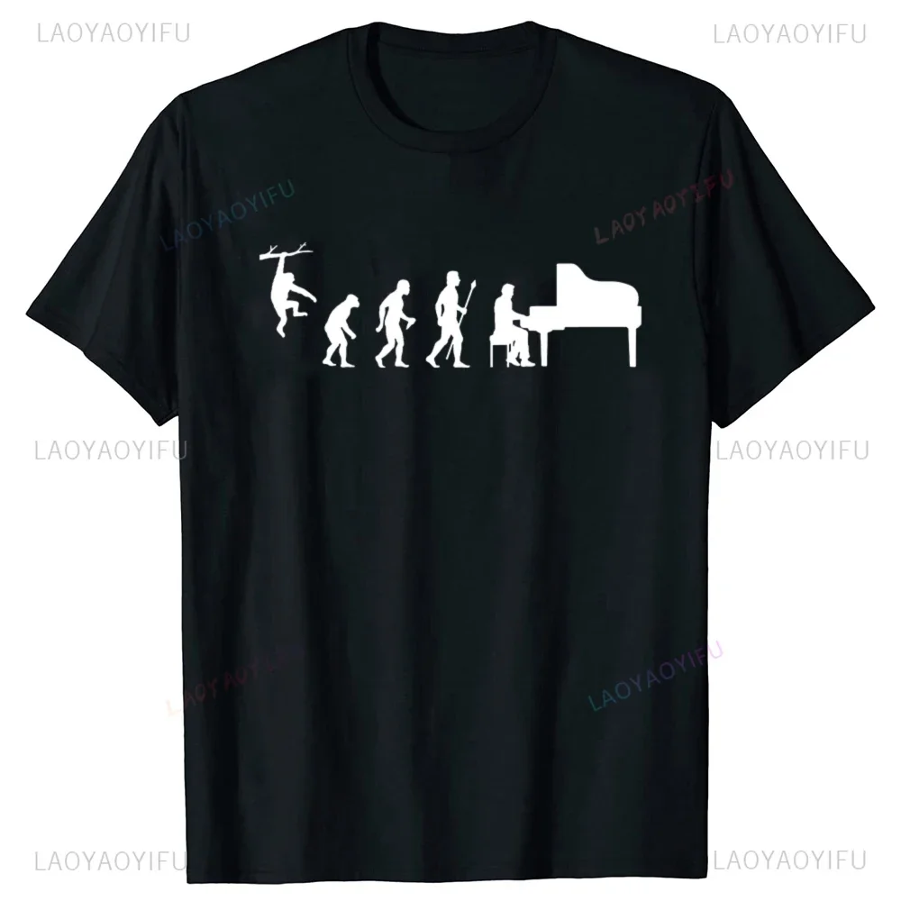 Funny Evolution Pianist Piano Instrument Graphic T Shirt Summer Style Streetwear Short Sleeve T-shirt Harajuku Y2k Mens Clothing