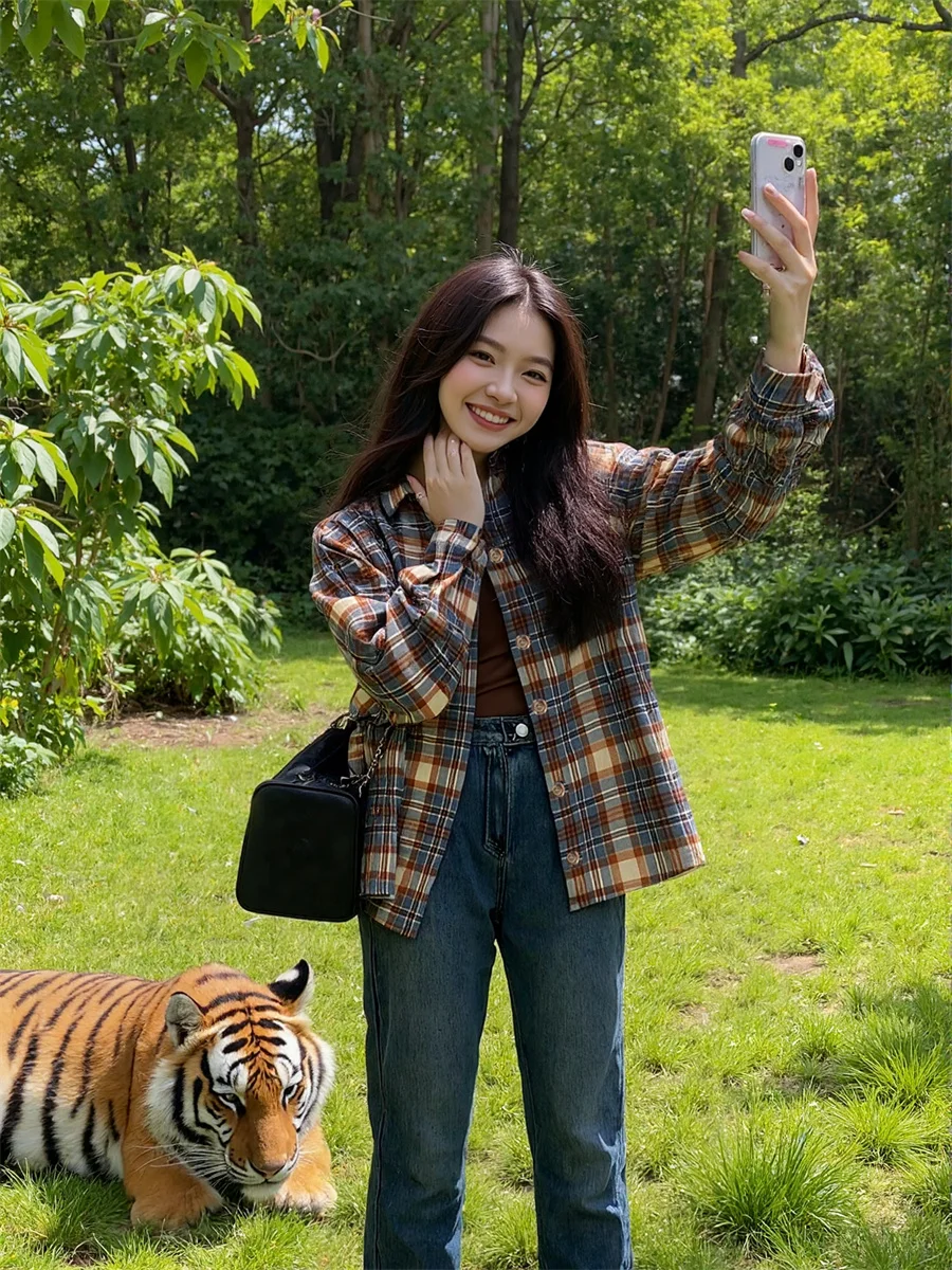 Caffè Camicia femminile Donna Elegante Top di grandi dimensioni Ulzzang Stile coreano Moda Preppy College Dolce carino Kawaii Semplice Basic