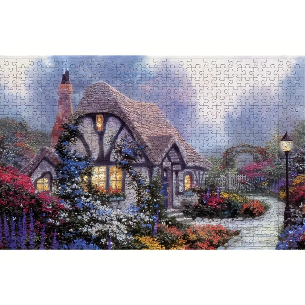 

Adult Cozy Cabin in The Woods Jigsaw Puzzle Premium Paperboard Festive Holiday Gift Christmas Relaxing Brain Teaser Home Decor