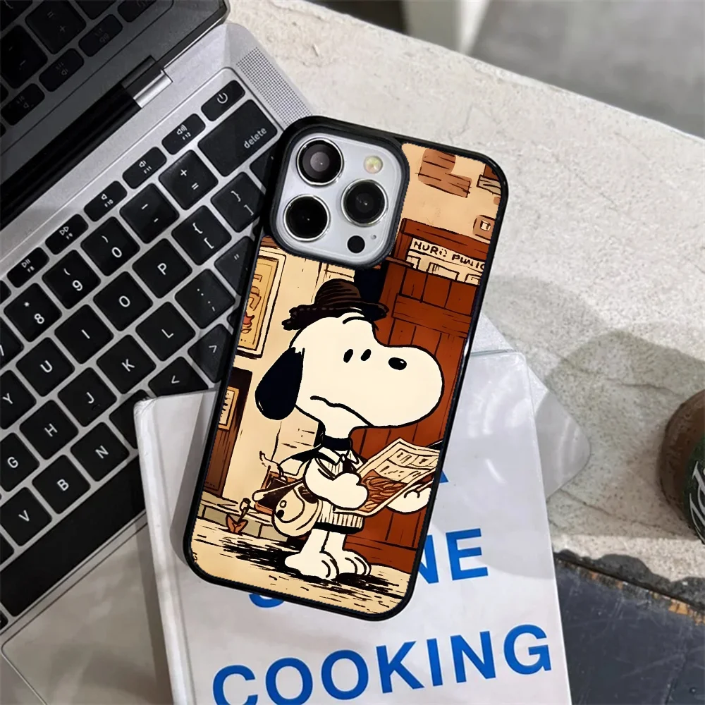 Cute Cartoon S-Snoopy Phone Case Strong Magnetic For IPhone 15 14 13 Pro Max 11 12 Mini Alex Mirror For