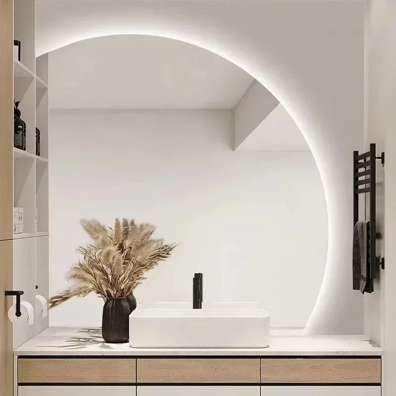Creative Luxury Bath Mirrors for Bedroom Smart Touch Screen with Light Mirror Nordic Wall-mounted Bathroom Mirrors for Toilet