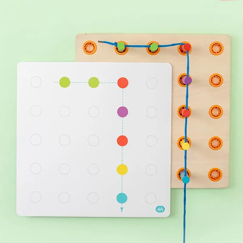 

Wooden Lacing Board Educational Threading Toy For Kids Funny Sensory Toys Colorful Activity Toys For Enhance Hand-Eye
