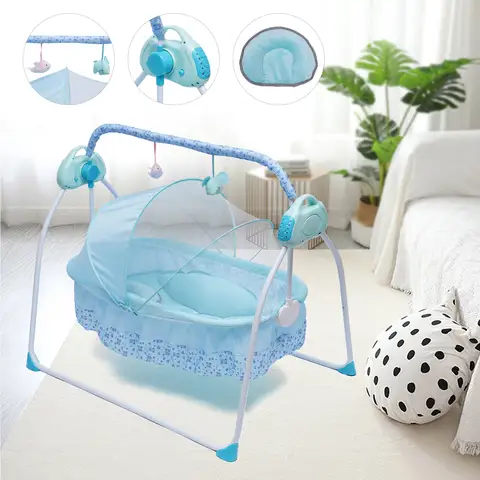 Columpio eléctrico portátil con Bluetooth para bebé, cuna mecedora, cama infantil