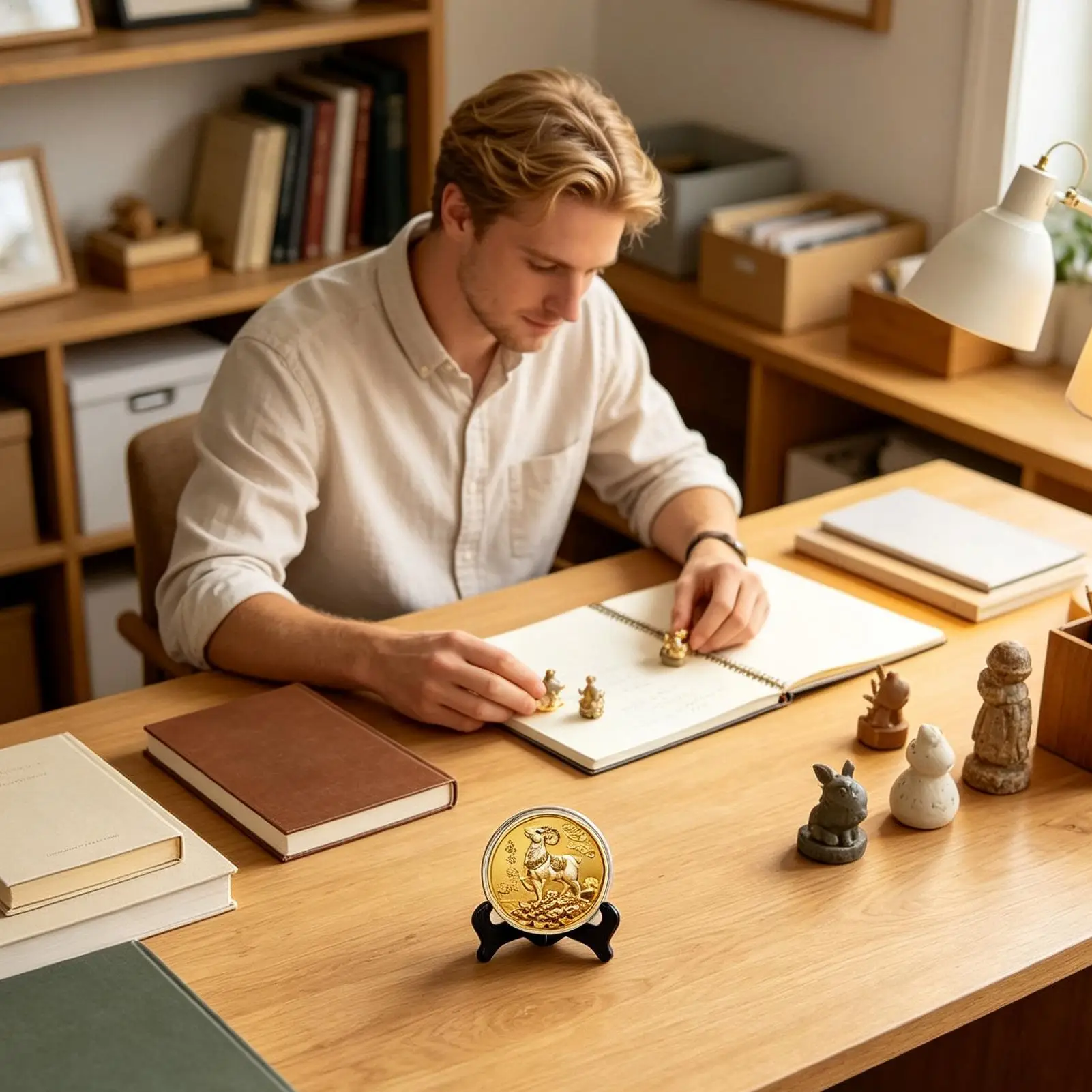 New Year Sheep Coin Commemorative Gold Good Luck Blessing Decoration Lunar Year Sheep Coin for Living Room Study Room Office
