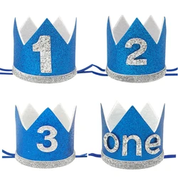 1Pcs Blue 1 2 3 One Happy Birthday Party Baby One Crown Headband Hat Birthday Baby Shower 1st Birthday Party Decoration Supplies