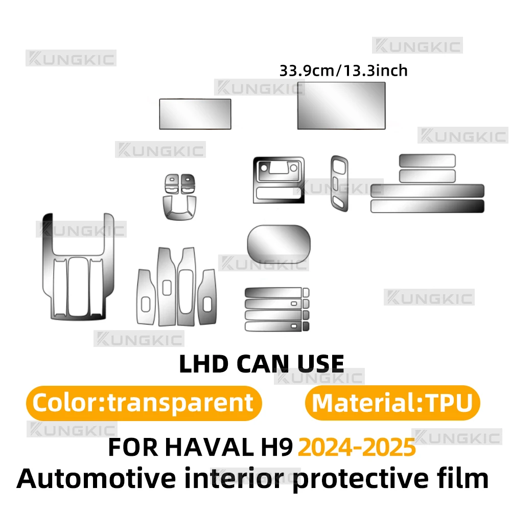 TPU Car Interior Film For HAVAL H9 2024 2025 Transparent Control GPS Screen Window Lift Anti Scratch Protection Sticker PPF