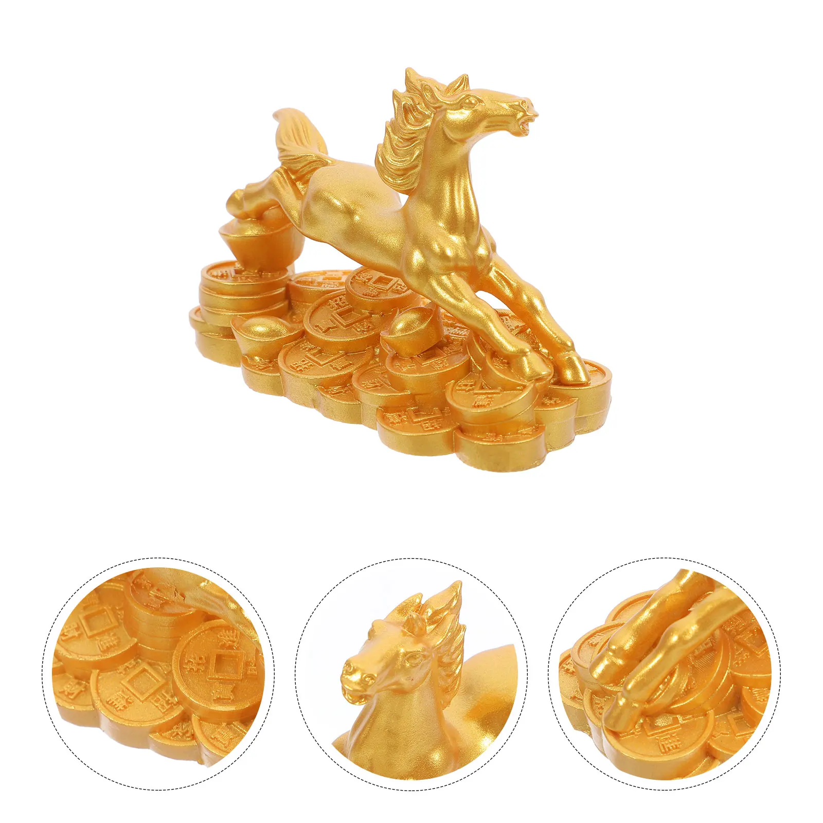 

Horse Resin Statue Feng Shui Ornament Wealth Home Decor Prosperity Sculpture Figurine Office