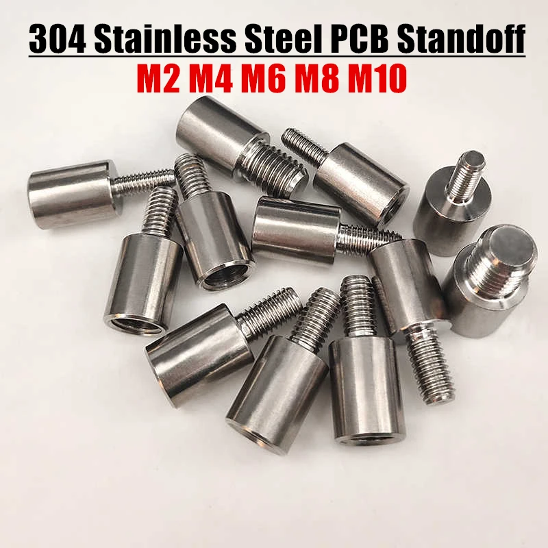 304 Stainless Steel Round PCB Standoff Spacer M2 M4 M6 M8 M10 Male to Female Threaded Pillar Single Head Isolation Column