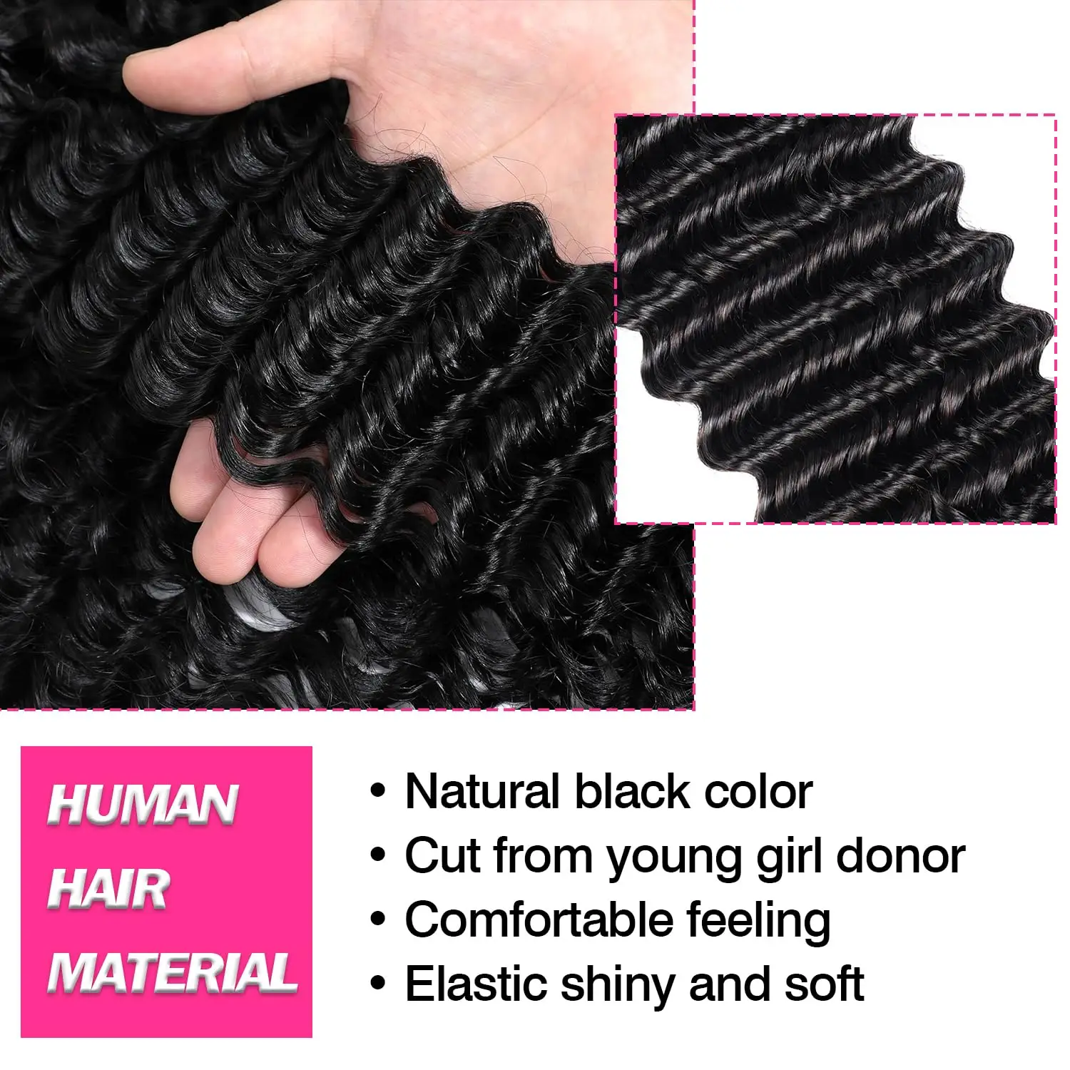 Пучки человеческих волос с глубокими волнами20 22 24 26 дюймов Человеческие волосы Влажные и волнистые пучки Двойной уток Глубокое вьющееся плетение 4 пучка Натуральный черный