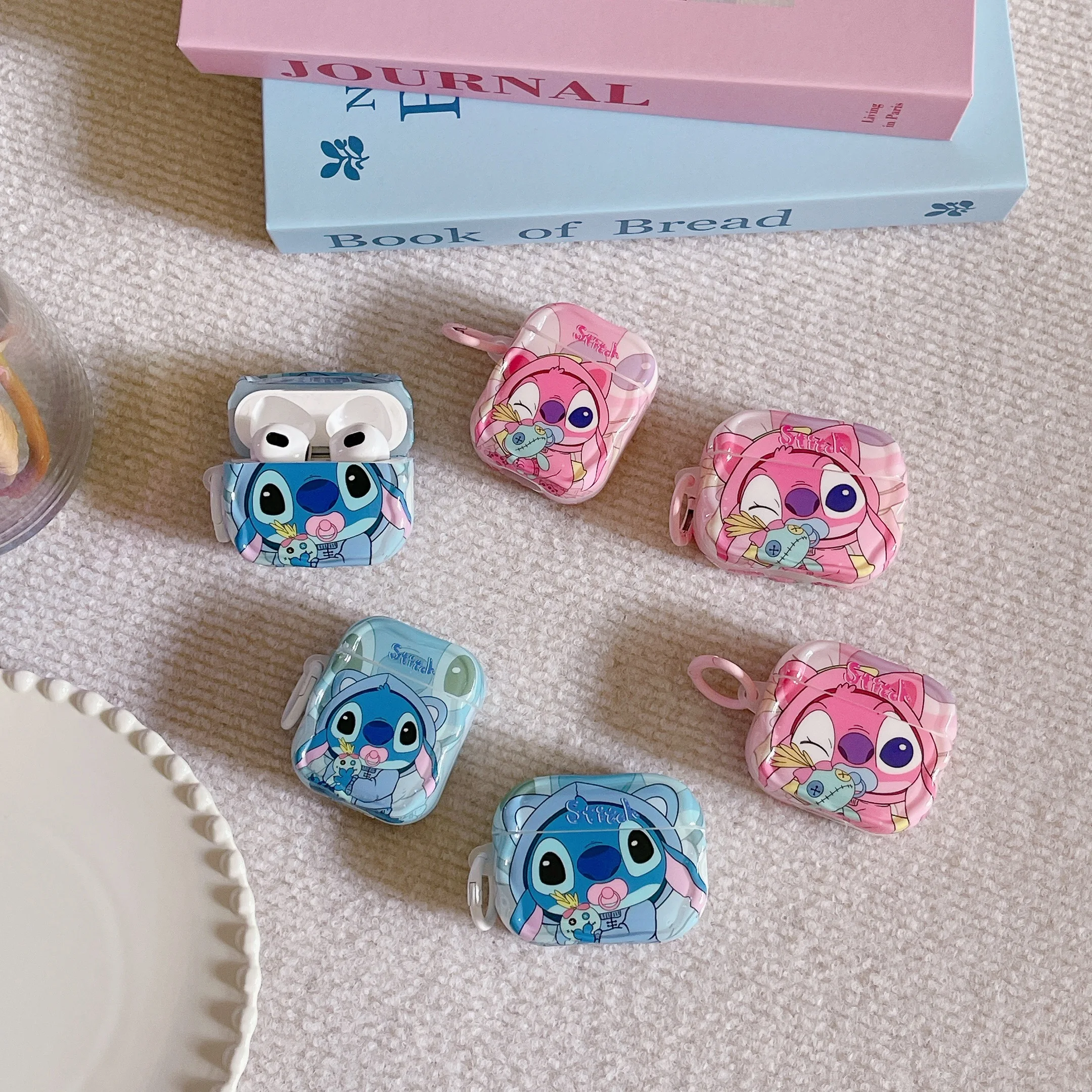 New style Animation Cute Kawaii Disney Stitch Angel Cartoon, Anti-drop headphone case For Airpods 1, 2, 3, Pro, Pro2