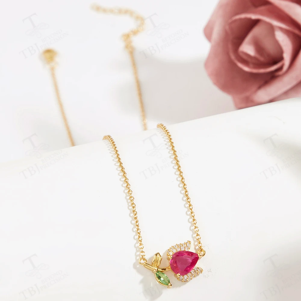 Light luxury elegant flower design natural filled ruby necklace S925 silver jewelry for women daily, banquet, anniversary gifts