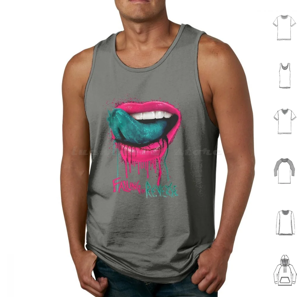 Colour Lips Tank Tops Print Cotton Falling In Reverse Ronnie Radke Band Emo Music Falling Metal Fir Reverse In Black Bands