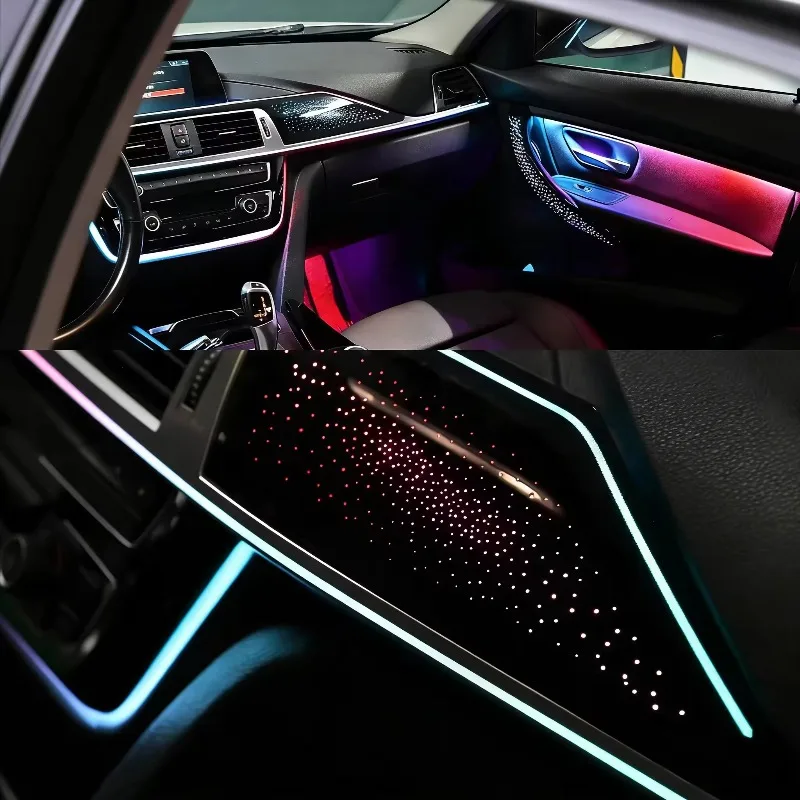 Galaxy Star Dynamic Panel LED Atmosphere Kit, 64 Color Interior Ambient Strip Fit 2013-2019 F30 F34 Sedan Radio Trim Mod Accesso
