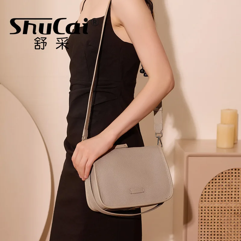 Soft Leather Wide Shoulder Strap Crossbody Bag Women Large Capacity Leather Single Underarm Bag