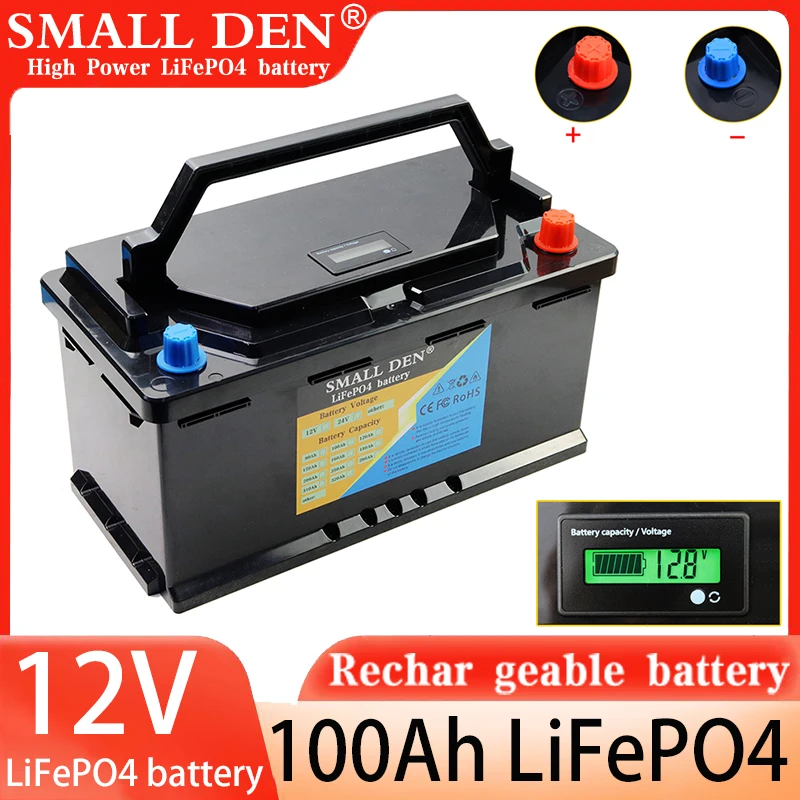 New 12V 100Ah lithium iron phosphate rechargeable battery, kayak explorer, solar panel, electric wheel toy, scooter, radio