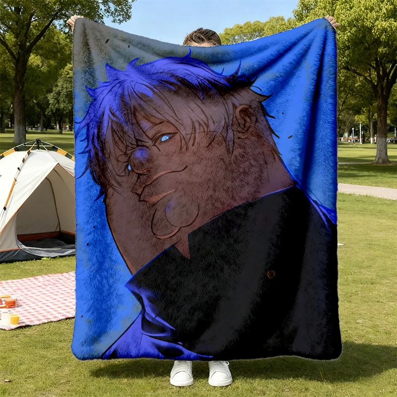 Gojo as Peter Griffin anime JJK Flannel Throw Meme Flannel Throw, Funny anime Cozy Blanket