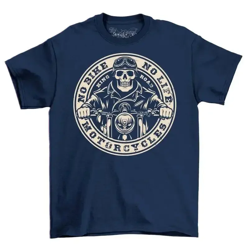 No Bike Life Skeleton Rider Men's T Shirt Caf Racer Motorbike