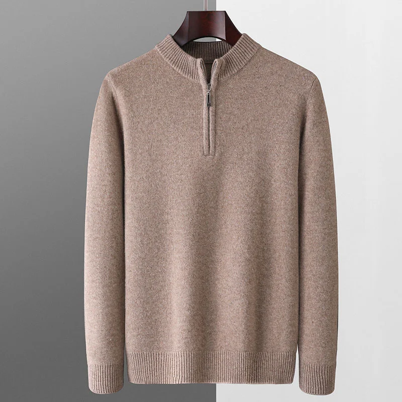 Autumn Winter New Cashmere Sweater Mens Knitted Plus Size Premium Jacket 100% Wool Half-Neck Thick Pullover Teen Top Warm