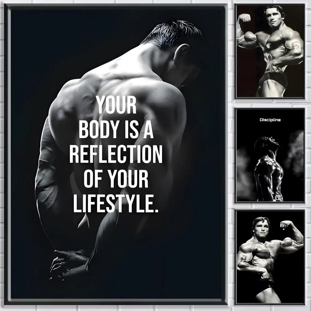 Fitness Arnold Schwarzenegger Poster Bedroom Living Room Study & Beyond Self Adhesive Decor + Perfect Gift