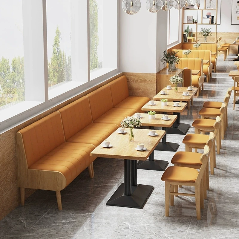 custom.Customized Solid Wood Panel Booth Sofa Table Commercial Coffee Shops and Restaurants Modern Design Style