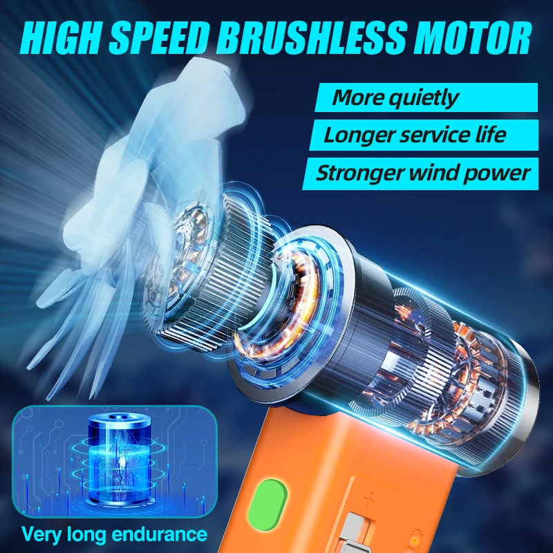 350000RPM Jet Dry Blower 3-Gear Adjustable Compressed Air Duster Portable Mini Jet Blower For Computer Keyboard Outdoor Car Home