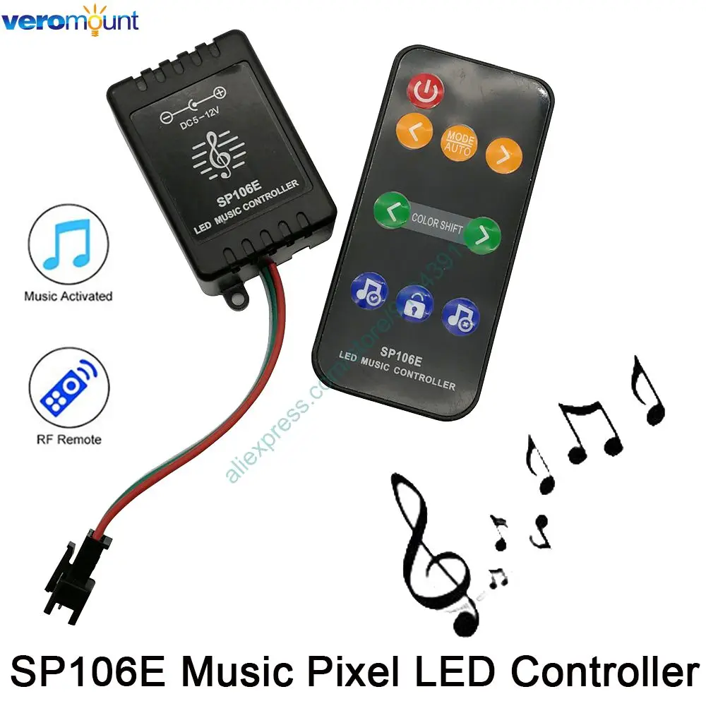 SP106E RGB светодиодный контроллер 9-клавишный RF беспроводной пиксельный IC SPI Music Красочный WS2811 WS2812B SK9822 SK6812 APA102 Полоса света DC5-12V