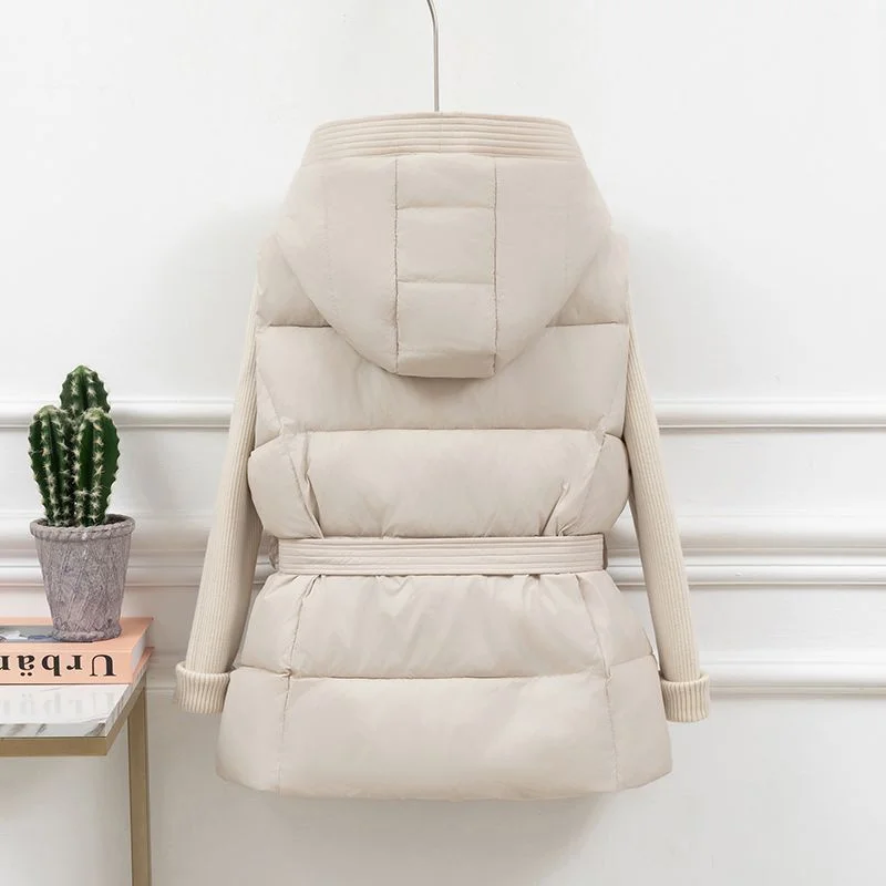 

2025 New Strap Up Hooded Down Vest Parka Women Autumn Winter Short Thick Cotton Vest Waist Cinching Shoulder Keep Warm Jacket