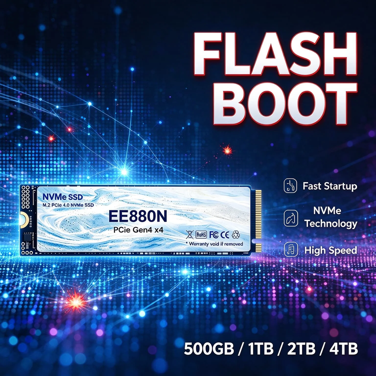 500GB 1TB 2TB 4TB EE880N New High Performance M2 NVMe PCIe Gen4 SSD Integrated Solid State Drive Game Work PC Disk