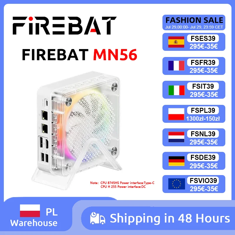 FIREBAT MN56 MINI PC Windows 11 AMD R7-8745HS DDR5 16GB + 512GB SSD/AMD R7 H255 LPDDR5 24GB + 1TB SSD Ordenador de Escritorio de 8 Núcleos Bluetooth 5.2 Wi‑Fi 6 HDMI Tipo-C USB