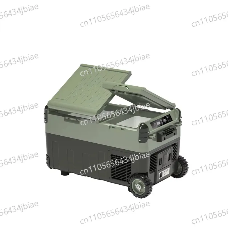 Solar cell-powered car refrigerator box freezer electric cooler portable car refrigerator with wheels