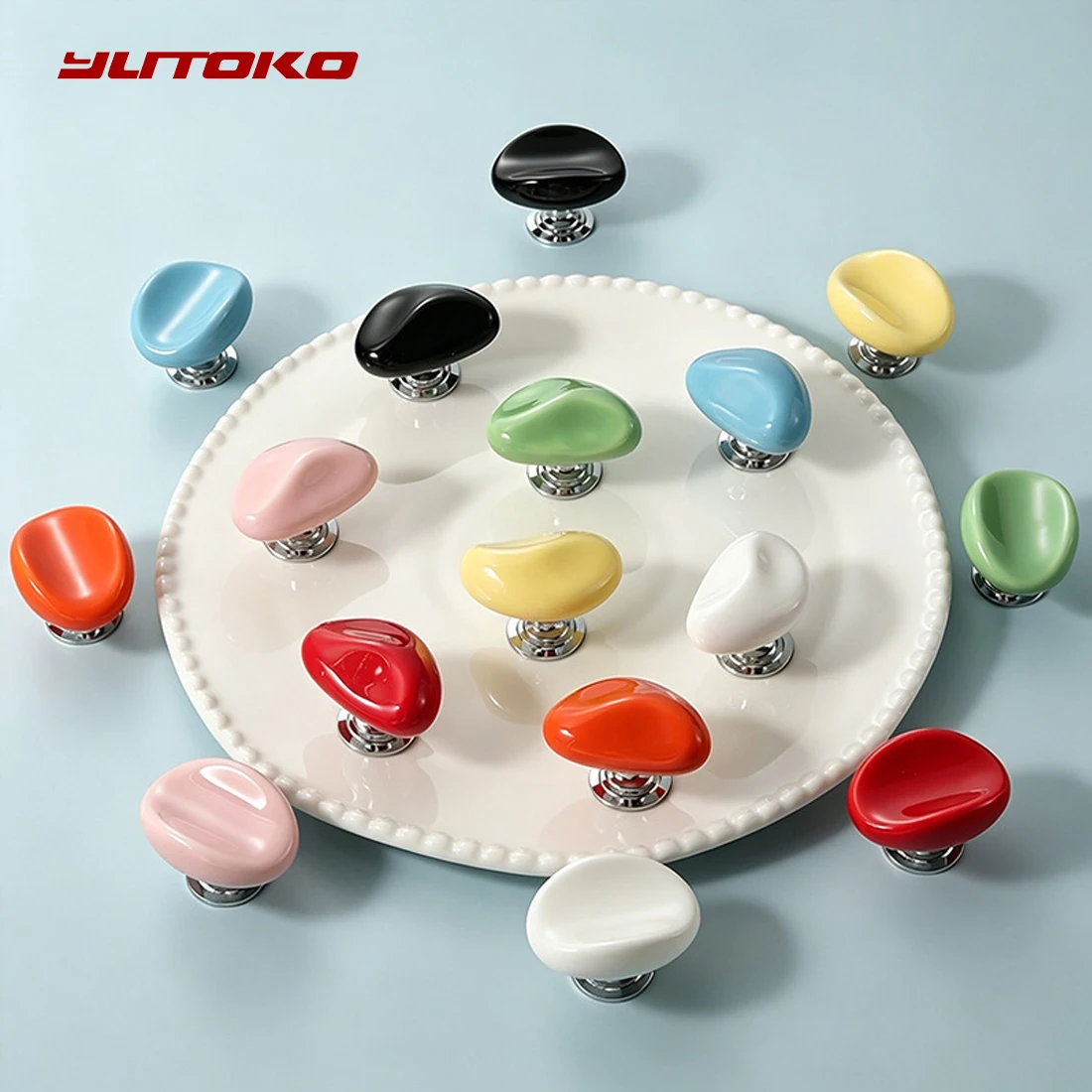 Candy Color Knobs Ceramic Drawer Knobs Cabinet Pulls Round Furniture Kitchen Handle Furniture Handle for Kids Room Hardware