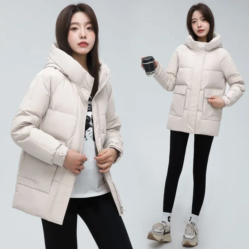 Korea Hooded Down Cotton Parkas Coats Tops Warm Snow Wear Casual Loose Elegant Fashion Chaqueta Winter New Women Jaqueta Abrigo