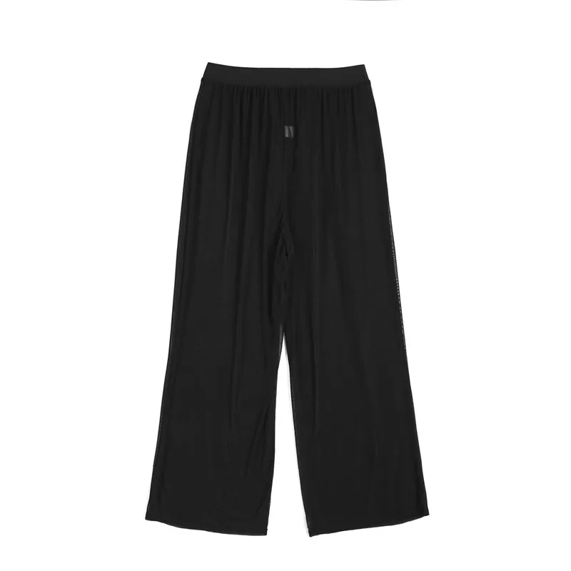 Pantalones de malla transparente para mujer, traje de baño, parte inferior de Bikini, cintura elástica, pierna ancha suelta, pantalones largos