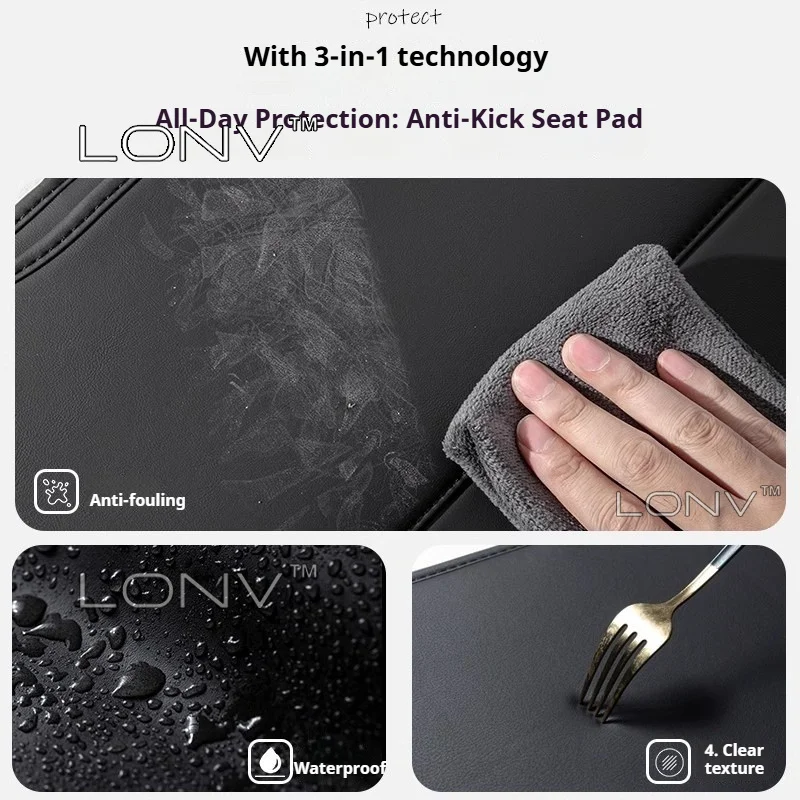 For EVOLUTE i‑SPACE DFSK E5 PLUS 2026 2027 Car Anti-kick Pad Leather Seat Back Protector Pads Back Seat Organizer Accessories 6