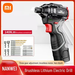 Xiaomi Nanwei Brushless Lithium Electric Impact Drill Wireless Electric Screwdrivers Rechargeable Impact Driver Electric Drill