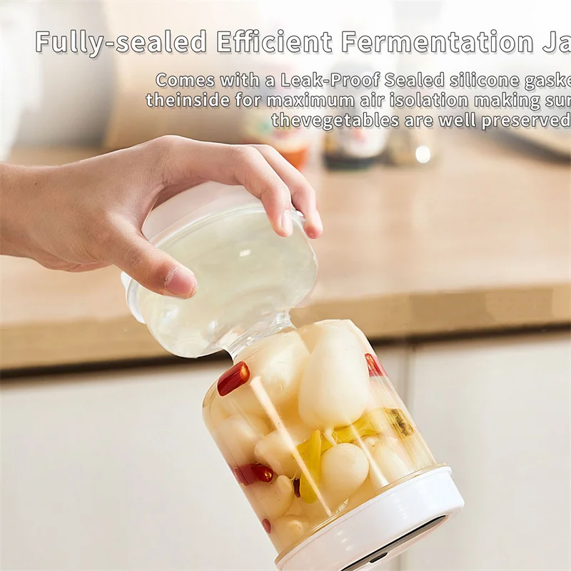 Y Pickles Jar With Forks Dry-wet Separation Pickle Olives Cucumber Container Airtight Lids Kitchen Juice Separator Tool